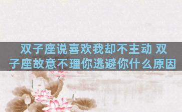 双子座说喜欢我却不主动 双子座故意不理你逃避你什么原因
